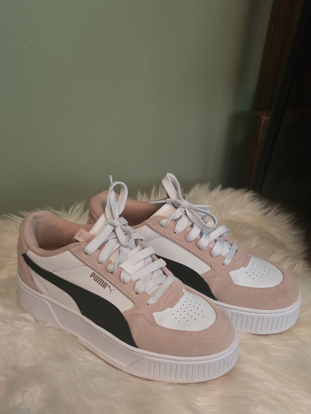 Puma Women's Blush Pink, White & Black Platform Sneakers